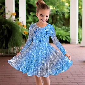 Mädchen' 3D Jeder Kleid Rosa Langarm 3D-Druck Herbst Winter Urlaub Sport  Natur Täglich Kuschelig Brautkleider schlicht Schön kinderkleidung 3-12 Jahre Casual