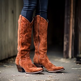 Women's Boots Biker boots Cowboy Boots Outdoor Daily Mid Calf Boots Zipper Block Heel Flat Heel Round Toe Punk Vacation Vintage Faux Suede Zipper Camel Black B
