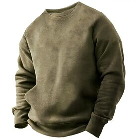 Men's Sweatshirt Black Army Green Crew Neck Plain Patchwork Sports  Outdoor Daily Holiday Streetwear Basic Casual Spring   Fall Clothing Apparel Hoodies Sweats