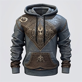 Graphic Rüstung Herren Modisch 3D-Druck Hoodie Sweatshirt Kapuze Sports Outdoor Festtage Urlaub Hoodies Blau Braun Langarm Mit Kapuze Bedru