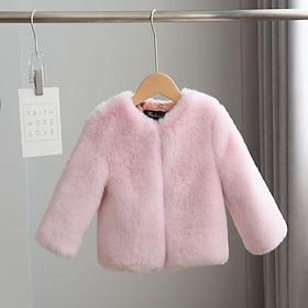 Kinder Mädchen Kunstpelzmantel Kinder-Winterjacke Aktiv Schule Mantel Oberbekleidung 3-10 Jahre Frühling Schwarz Weiß Rosa