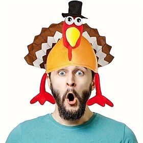 1pc Thanksgiving Turkey Hat Christmas Plush Hat, Suitable For Thanksgiving Party, Thanksgiving Decor And Role Play, Suitable For Children And Adult