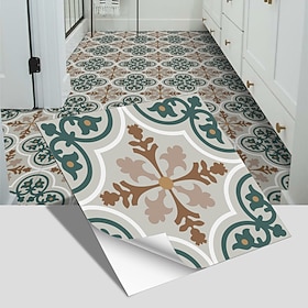 4pcs Vinyl Tile Stickers Peel And Stick Home Decoration Wallpaper Peel And Stick Wall Stickers Thickened Waterproof Non-Slip Wear-Resistant Self-Adhesive Floor