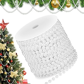White Pearl Beads Garland Pearl Strands Craft String Bead for Christmas Tree Decoration Wedding Party Supplies
