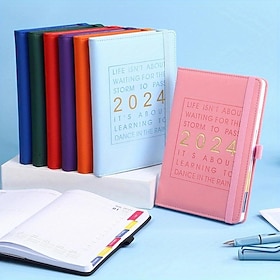 Agenda 2024 Planner 400 Pages Notebook 365 Days Monthly Weekly Daily Plan Calendar Timetable Diary School Stationery