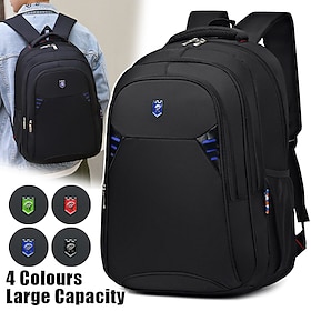 Men's Backpack School Bag Bookbag Functional Backpack Commuter Backpack School Outdoor Daily Solid Color Oxford Cloth Large Capacity Breathable Zipper Black Re