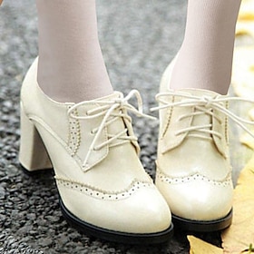 Women's Vintage Oxford Heels  Lace-Up Brogue Chunky Heel Dress Shoes for Work, Office, and Casual Wear