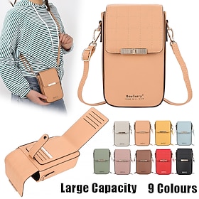 Women's Crossbody Bag Shoulder Bag Mobile Phone Bag PU Leather Outdoor Daily Holiday Buckle Large Capacity Durable Solid Color Quilted Smoke purple off white B
