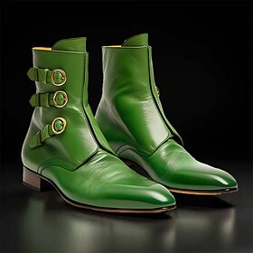 Men's Boots Button Boots Retro Formal Shoes Brogue Walking Vintage British Christmas Xmas Office  Career PU Height Increasing Comfortable Slip Resistant Bootie
