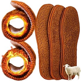2 Pairs Winter Wool Felt Insoles for Shoes - Warm Thermal Fleece Shoe Inserts for Men and Women, Ideal for Outdoor Hiking, Work Boots, and Cold Weather Comfort