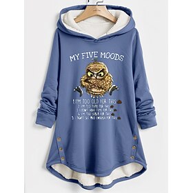 Women's Hoodie Sweatshirt Pullover Fleece Lined Graphic Letter Casual Sports Print Sportswear Funny Loose Fit Hoodie Long Sleeve Top Micro-elastic Fall Winter