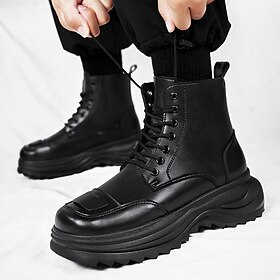 Men's Boots Biker boots Platform Boots Combat Boots Sporty Casual British Outdoor Daily PU Warm Comfortable Booties / Ankle Boots Lace-up Black Fall Winter