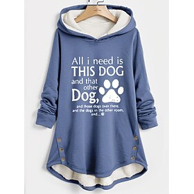 Women's Hoodie Sweatshirt Pullover Sherpa Fleece Lined Letter Warm Fuzzy Button Front Pocket Print Dark Pink Blue Gray Casual Sports Hoodie Long Sleeve Top Mic