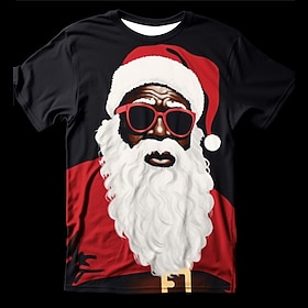 Christmas Men's Santa Claus 3D T-shirts Graphic Santa Claus Daily Designer Retro Vintage 3D Print Tee Sports Outdoor Holiday Going out Black White Red White S