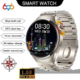 696 G7MAX Slimme Horloge 1.53 Inch(es) Smart Horloge Bluetooth Stappenteller Gespreksherinnering Slaaptracker Compatibel Met: Android IOS Heren Hands