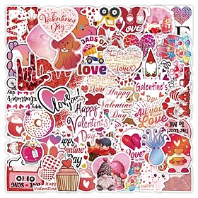 50/100pcs/set Valentine's Day Stickers, Non-Repeating Vinyl Waterproof Romantic Stickers For Laptops, Gifts, Water Bottles, Scooters, And Valentine's Day Wall,