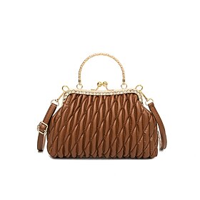 Women's Handbag PU Leather Daily Large Capacity Geometric Black Brown Khaki
