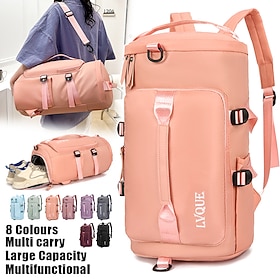 Women's Backpack School Bag Bookbag Functional Backpack School Outdoor Camping  Hiking Solid Color Oxford Cloth Large Capacity Waterproof Zipper Purple pink pu
