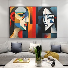 Original Wall Art Painting Abstract Handpainted Colorful Face Figures Unique Modern Painting Large Canvas Home/Office Room Decor Gift No Frame