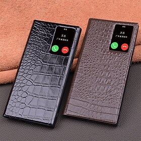 Telefoontas voor Samsung Galaxy S23 Ultra S22 Ultra Flip Cover Auto Slaap Wek Magnetisch Warm Echt Leer