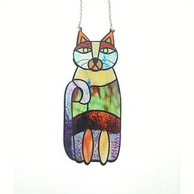 1pc Acrylic Colorful Cat Pendant With Chain - Sun Catcher Ornament For Indoor And Oe Metal Cutting Dies For Card Making Happy New Year Decoration Embossing Ste