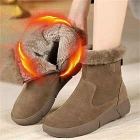 Women's Boots Cowboy Boots Plus Size Heel Boots Outdoor Work Daily Fleece Lined Booties Ankle Boots Platform Pointed Toe Elegant Plush Faux Fur Faux Suede Zipp