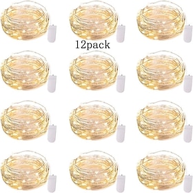 12pcs Waterproof Fairy String Lights, 20 LED Firefly Starry Sky Decor for Decorations