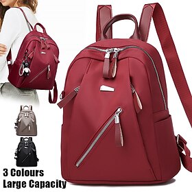 Women's Backpack School Bag Bookbag Mini Backpack Commuter Backpack School Outdoor Daily Solid Color Oxford Cloth Large Capacity Lightweight Zipper claret Blac