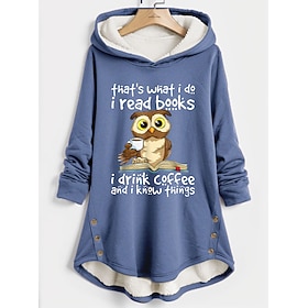Women's Hoodie Sweatshirt Pullover Fleece Lined Graphic Letter Casual Sports Print Warm Sportswear Funny Loose Fit Hoodie Long Sleeve Top Micro-elastic  Comfrt