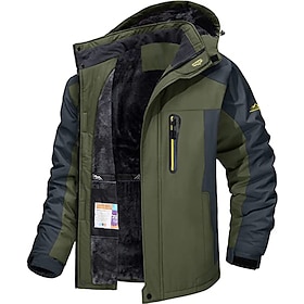 Men's Winter Jacket Fleece Jacket Softshell Jacket Windbreaker Climbing Snow Sports Thermal Warm Waterproof Hooded Waterproof Winter Autumn / Fall Sportswear R
