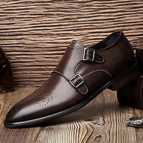 Men's Dress Loafers  Slip-Ons Brogue Monk Shoes Business British Gentleman Office  Career Party  Evening Leather Shoes Black Brown Spring Fall