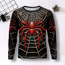 Jungen 3D SPIDER T-Shirt Hemden Langarm 3D-Druck Herbst Winter Sport Modisch Strassenmode kinderkleidung 3-12 Jahre Rundhalsausschnitt Outdoor Casual Täglich R