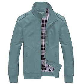 Men's Lightweight Jacket Summer Jacket Casual Jacket Going out Casual Daily Zipper Standing Collar Fashion Casual Jacket Outerwear Solid Color Zipper Pocket Bl