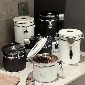 rustfritt stål lufttett kaffebeholder med skje - perfekt for kaffebønner og telagring - hold kaffen frisk og deilig
