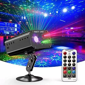 party dj discolichten – binnen geluid geactiveerde stroboscoop laserprojector met afstandsbediening voor feesten, bruiloften, bars en vakantie-evenementen