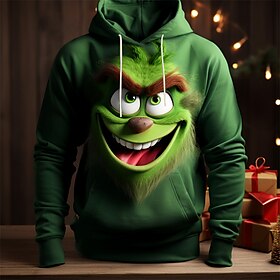 Graphic Elf Men's Fashion 3D Print Hoodie Christmas Sports Outdoor Holiday Hoodies Red Blue Long Sleeve Hooded Print Front Pocket Spring