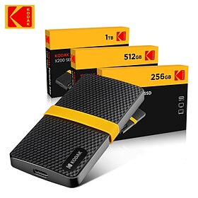 KODAK X200 SSD USB 3.1 Type C, External Hard Drive High Speed Mini Portable SSD 256B 512GB 1TB For Laptops Smartphone PS4 PC MAC TV