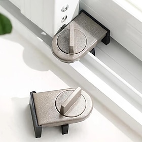 Serrure de porte et fenêtre coulissante en alliage d'aluminium, avec fonction anti-pincement, antivol, antichute et verrouillage de sécurité, 1 pièce
