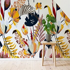 Floral Wallpaper Mural Art Deco Big Bold Flower Wall Covering Sticker Peel and Stick Removable PVC/Vinyl Material Self Adhesive/Adhesive Required Wall Decor fo