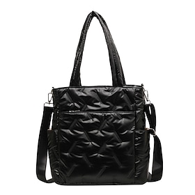 Women's Shoulder Bag Synthetic Daily Zipper Large Capacity Foldable Lightweight Geometric Silver Black Green