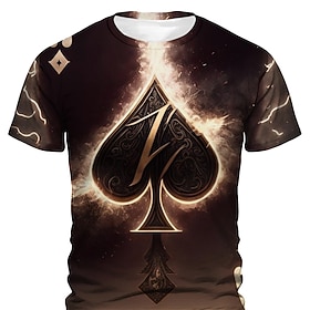 Halloween Men's Graphic Gothic Horror Poker T Shirt Short Sleeve T shirt 3D Print Crew Neck Shirt Daily Designer Retro Vintage Sports Outdoor Holiday Going out