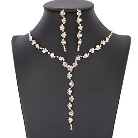 Jewelry Set Necklace Earrings Necklace Retro Vintage Roaring 20s 1920s Rhinestone Alloy For Flapper Girl Cosplay Carnival Women's Costume Jewelry Fashion Jewel