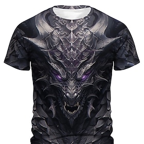 Men's Graphic Dragon T Shirt Short Sleeve T shirt 3D Print Crew Neck Shirt Daily Designer Retro Vintage Sports Outdoor Holiday Going out Yellow Blue Purple Spr