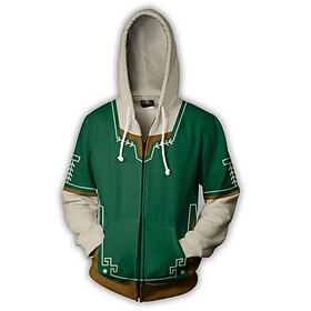 The Legend of Zelda Link Outerwear Zip-Up Hoodie Anime Front Pocket Graphic Hoodie Outerwear For Men's Women's Unisex Adults' 3D Print 100% Polyester Party Cas