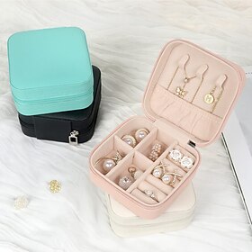 Travel Jewelry Case Small Jewelry Box Jewelry Organizer Storage Case Portable PU Leather Mini Jewelry Travel Case for Girls Womens Earring, Necklace, Rings,Bra