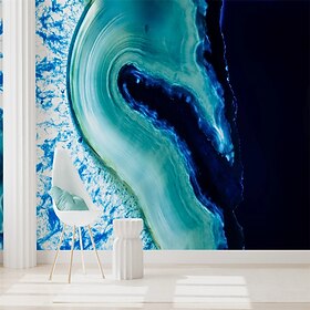 Abstract Marble Wallpaper Mural Art Deco Blue Marble Wall Covering Sticker Peel and Stick Removable PVC/Vinyl Material Self Adhesive/Adhesive Required Wall Dec