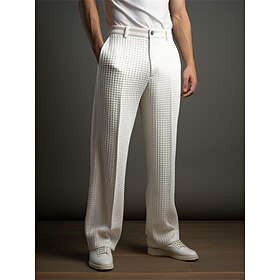Per uomo pantaloni della tuta Pantaloni Pantaloni da completo Pantaloni a nido d'ape Pulsante Tasca frontale Gamba dritta Liscio Comfort Attività commerciale G