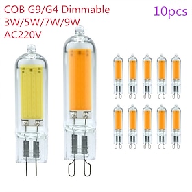 10pcs Dimmable Mini G9/G4 LED Lamp 3W 5W 7W 9W AC 220V-240V LED Corn Bulb COB 360 Beam Angle Replace Halogen Chandelier Lights