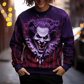 Carnaval gr�fico joker moda masculina impresi�n 3d golf jersey sudadera vacaciones salir sudaderas p�rpura cuello redondo estampado primave