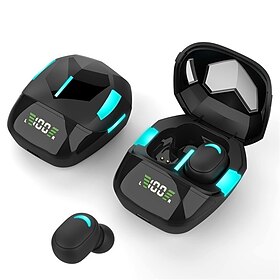 Two Mode TWS Wireless Bluetooth5.1 Headset Gaming/Music Bluetooth Earbuds Waterproof Sport Headphones Noise Cancellation Bluetooth Earphones with Atmosphere Li